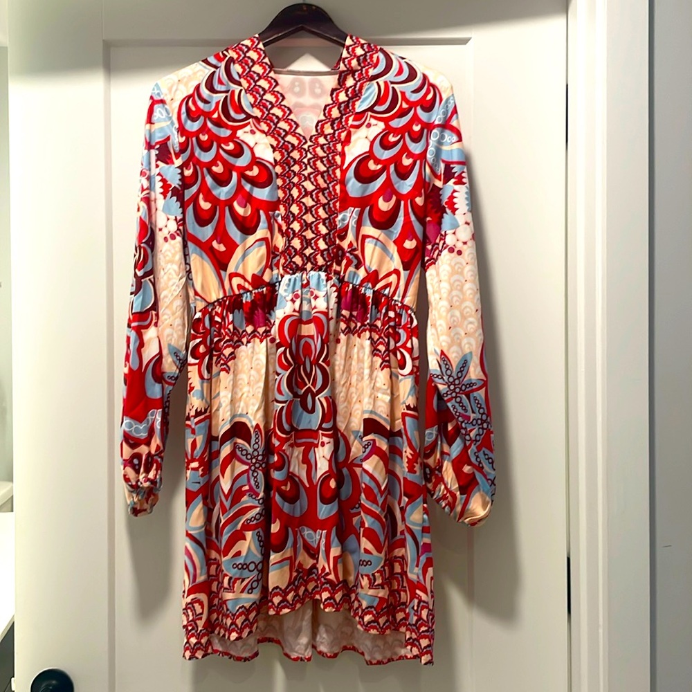 Beautiful multi floral V-neck dress - womens